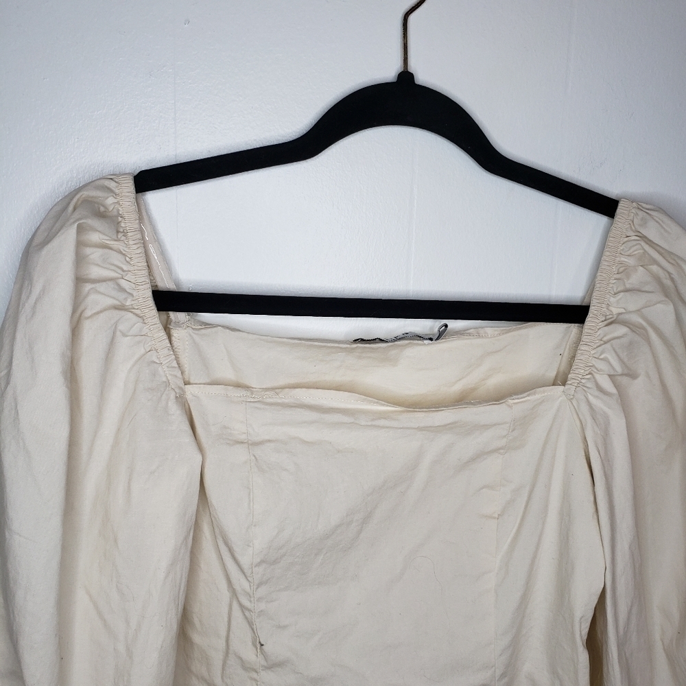 NA-KD Balloon Sleeve Crop Light Pink Blouse Size 36/Small - Picture 3 of 5